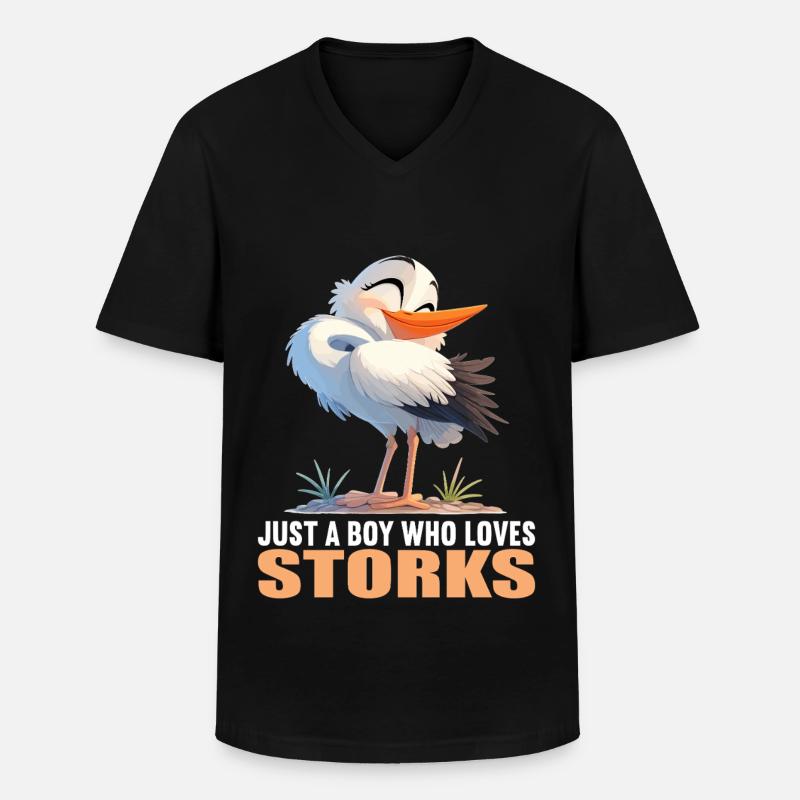 Störche Storch - Männer-T-Shirt mit V-Ausschnitt - Schwarz