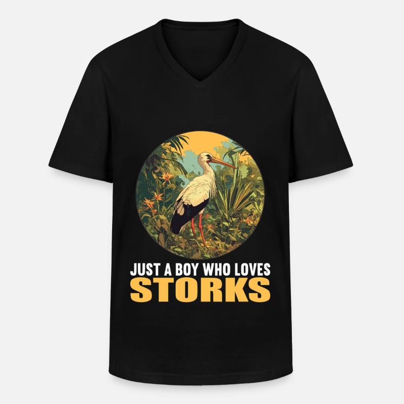 Störche Storch - Männer-T-Shirt mit V-Ausschnitt - Schwarz