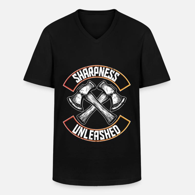 Axtwerfen Holzfäller Sharpness Unleashed - Männer-T-Shirt mit V-Ausschnitt - Schwarz