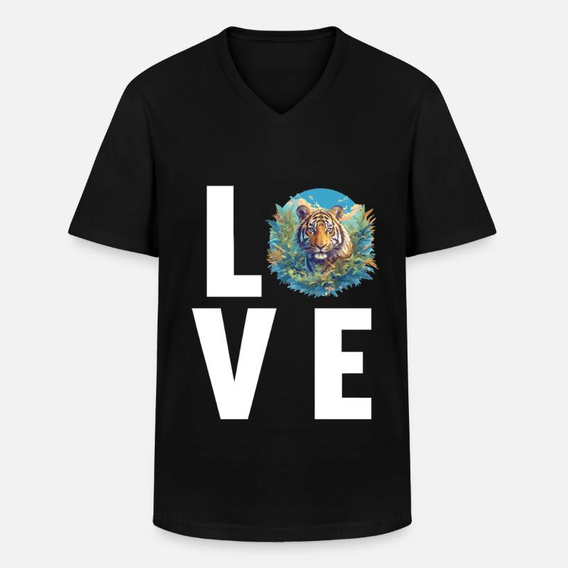Sumatra-Tiger - Männer-T-Shirt mit V-Ausschnitt - Schwarz
