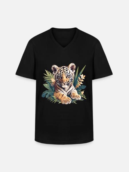 Sumatran tiger - Men's V-Neck T-Shirt - black