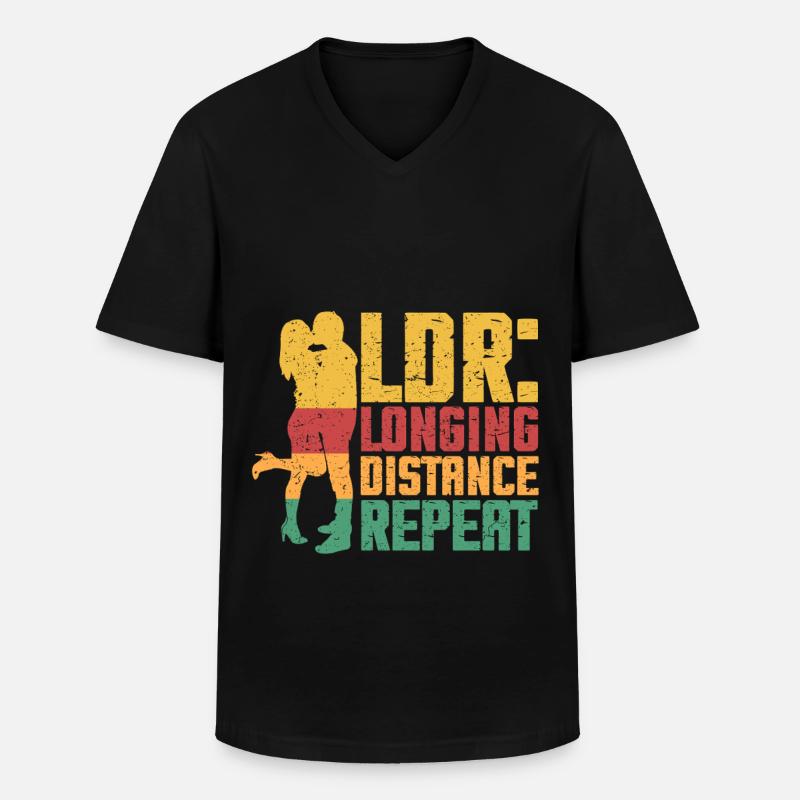 Fernbeziehung Longing Distance Repeat - Männer-T-Shirt mit V-Ausschnitt - Schwarz