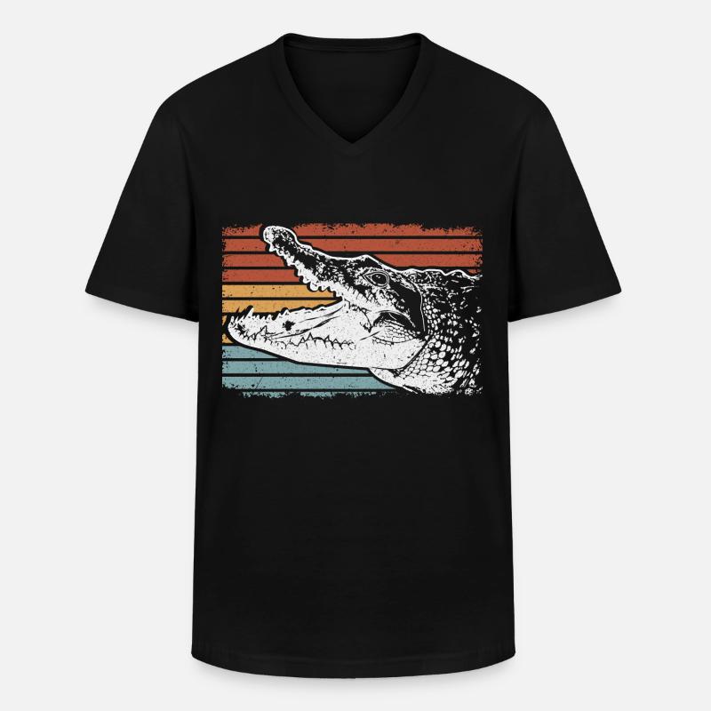 Krokodil Echse Reptilien Geschenkidee - Männer-T-Shirt mit V-Ausschnitt - Schwarz