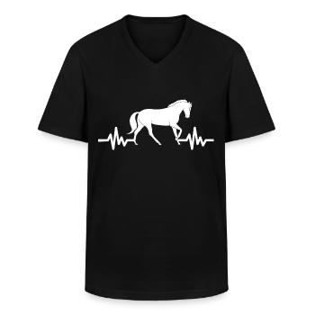 Heartbeat - Étalon Cheval Jument Ross Equestrian - T-shirt col V Homme - noir - Devant - AI Model Male 178 dark (178cm)