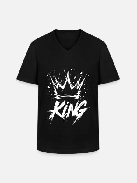 König Krone Splash King Crown - Men's V-Neck T-Shirt - black