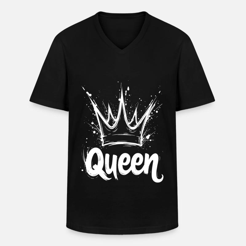 Queen Krone Splash - Männer-T-Shirt mit V-Ausschnitt - Schwarz