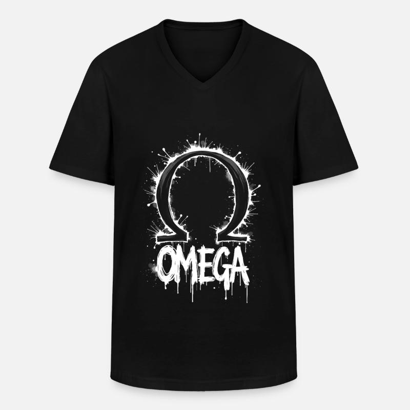 Omega Symbol Splash - Männer-T-Shirt mit V-Ausschnitt - Schwarz