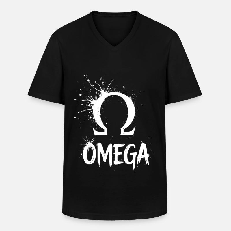 Omega Symbol Splash - Männer-T-Shirt mit V-Ausschnitt - Schwarz