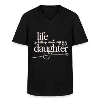 Meine Tochter, mein Glück - Männer-T-Shirt mit V-Ausschnitt - Schwarz - Vorne - AI Model Male 178 dark (178cm)