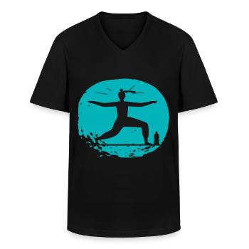 Yoga - Relax - Qualité de vie - T-shirt col V Homme - noir - Devant - AI Model Male 178 dark (178cm)