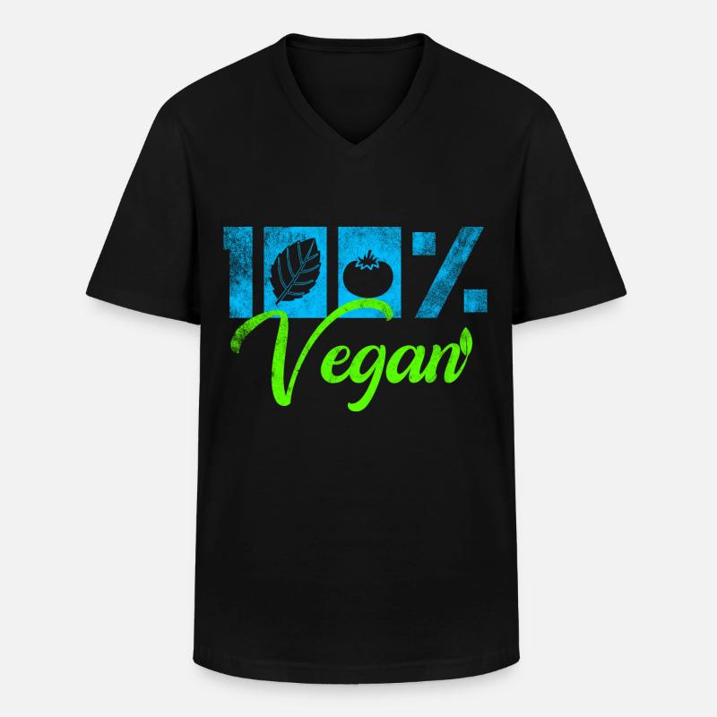 Vegan - Männer-T-Shirt mit V-Ausschnitt - Schwarz