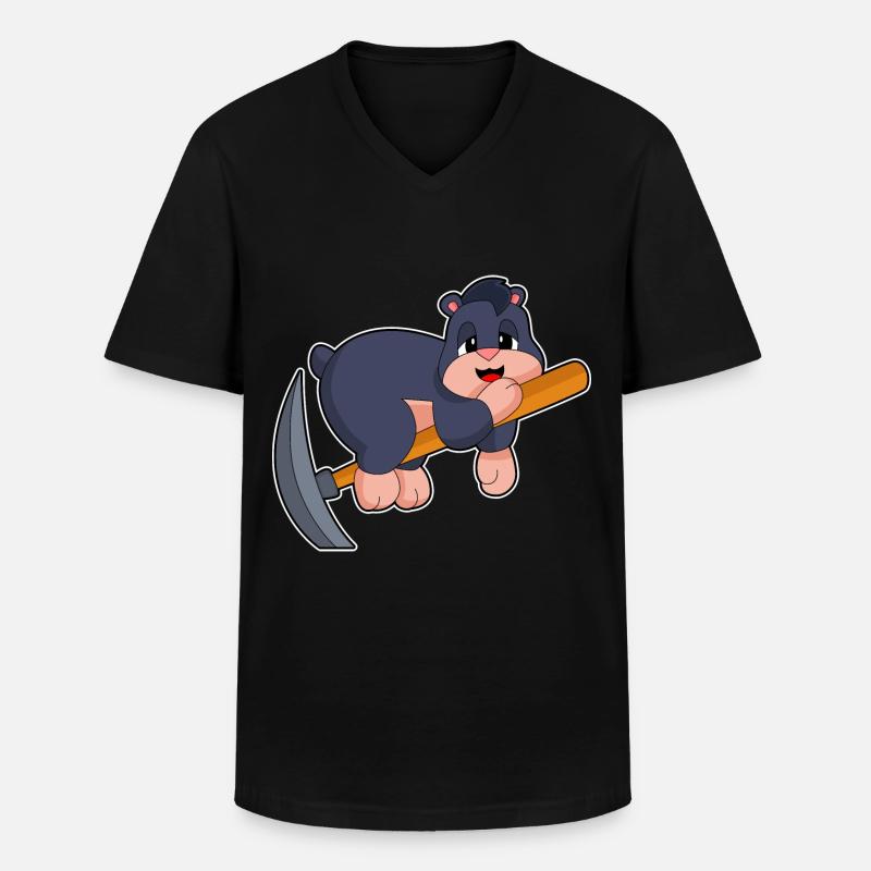 Mole Miner Pickaxe - Men's V-Neck T-Shirt - black