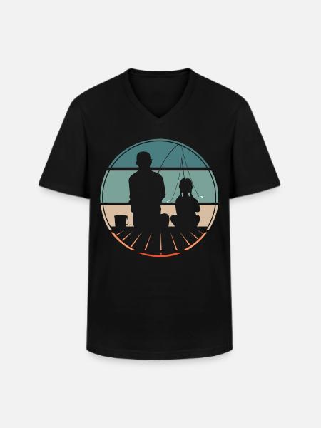 Père fille - T-shirt col V Homme - noir