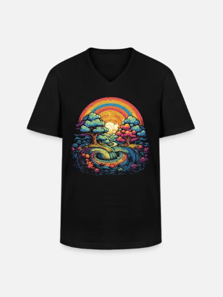 Rainbow Wonderland - Men's V-Neck T-Shirt - black