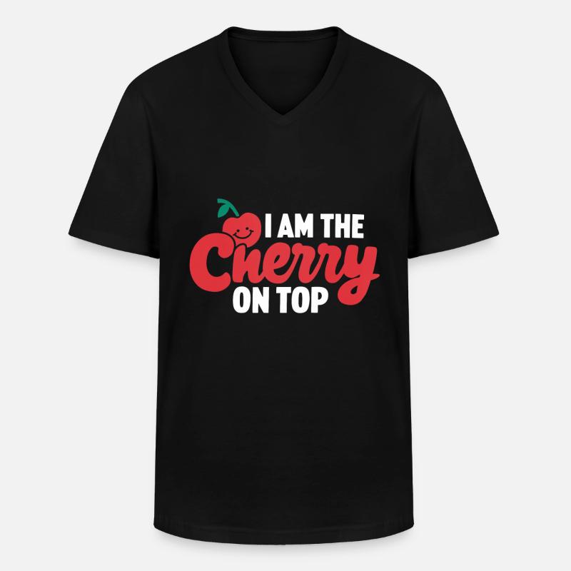 Kirsche Kirschen Früchte Essen - Männer-T-Shirt mit V-Ausschnitt - Schwarz