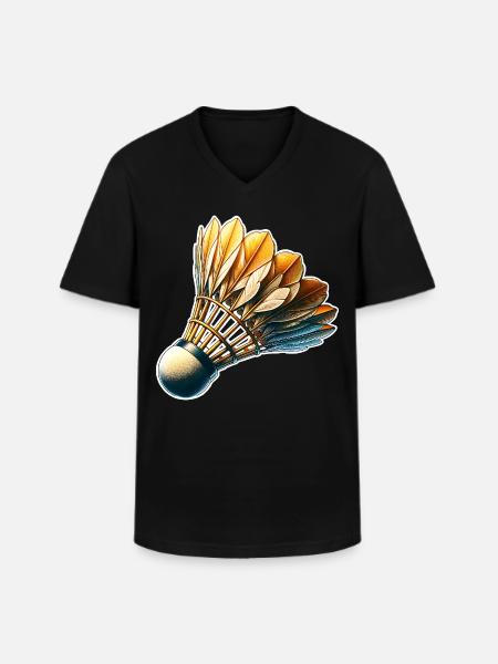 Badminton - T-shirt col V Homme - noir