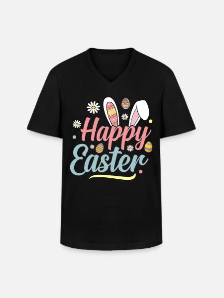 Happy Easter - Männer-T-Shirt mit V-Ausschnitt - Schwarz
