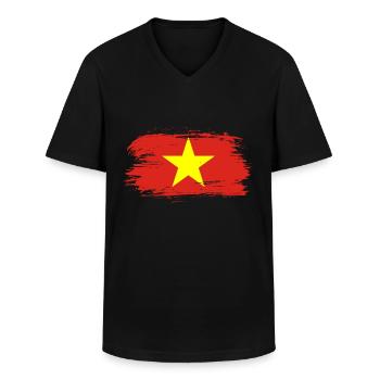 Vietnam Flag - Men's V-Neck T-Shirt - black - Front - AI Model Male 178 dark (178cm)