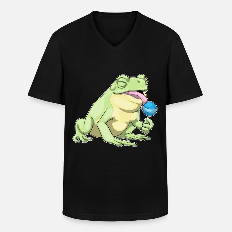 Frosch Lutscher - Männer-T-Shirt mit V-Ausschnitt - Schwarz