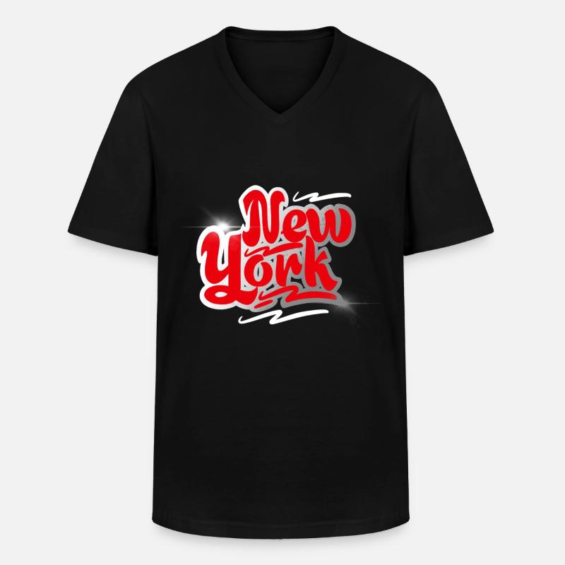 New York - Männer-T-Shirt mit V-Ausschnitt - Schwarz