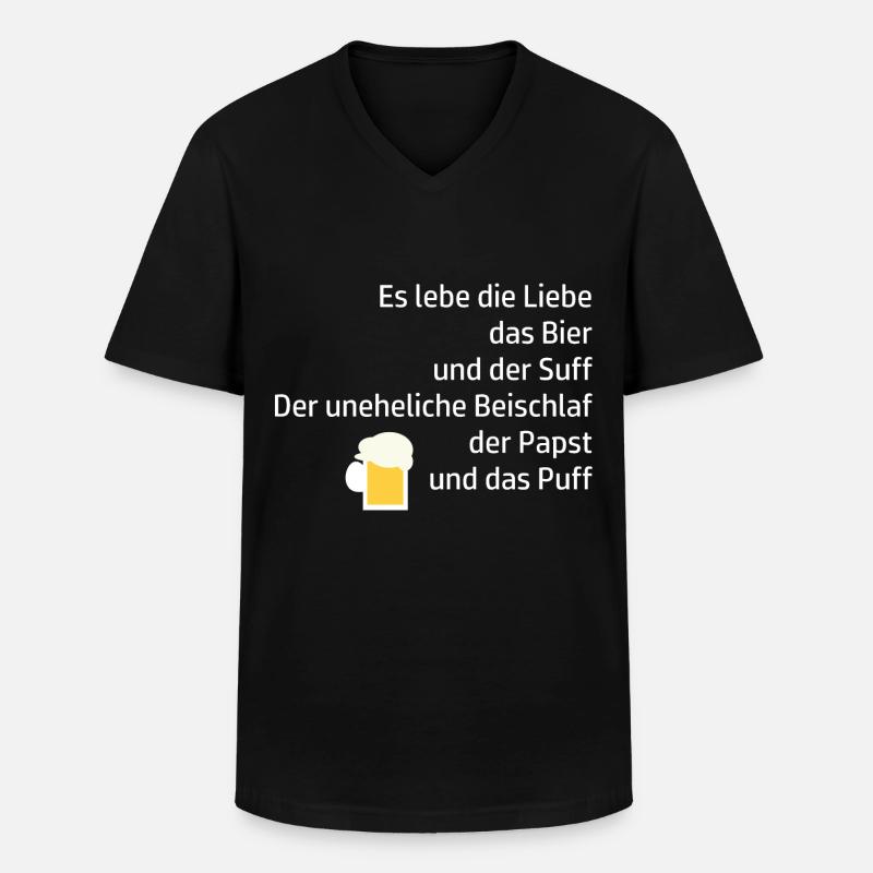 Trinkspruch Lebe Suff Bier Papst - Männer-T-Shirt mit V-Ausschnitt - Schwarz