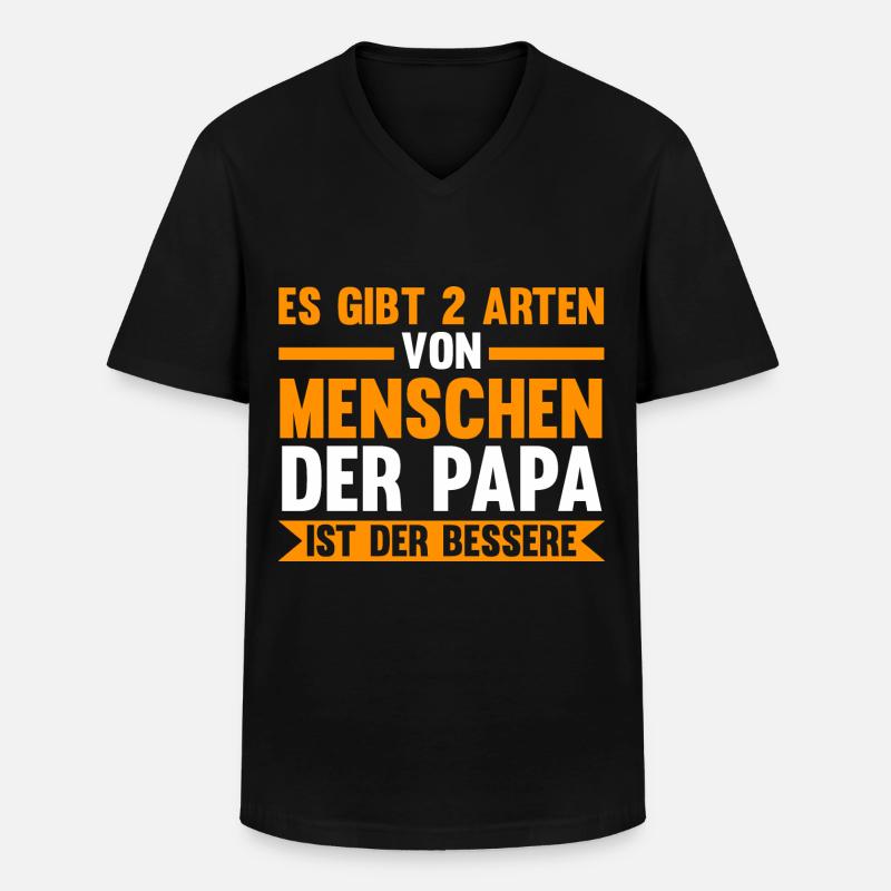 Vater Papi Papa - Männer-T-Shirt mit V-Ausschnitt - Schwarz