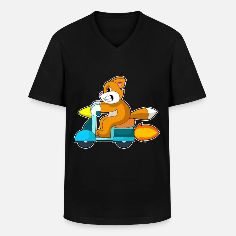 Katze Motorroller - Männer-T-Shirt mit V-Ausschnitt - Schwarz