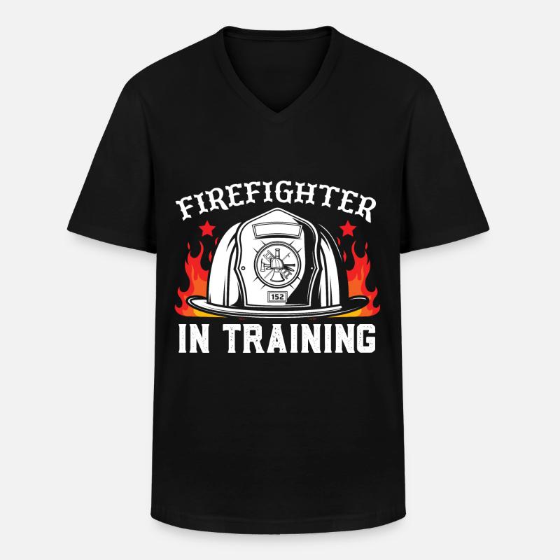 Firefighter in training - Men's V-Neck T-Shirt - black