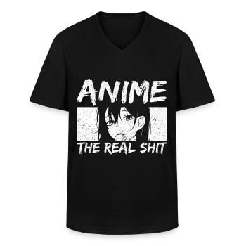 Hentai Anime Manga Japonais Etchi Waifu Kawaii - T-shirt col V Homme - noir - Devant - AI Model Male 178 dark (178cm)