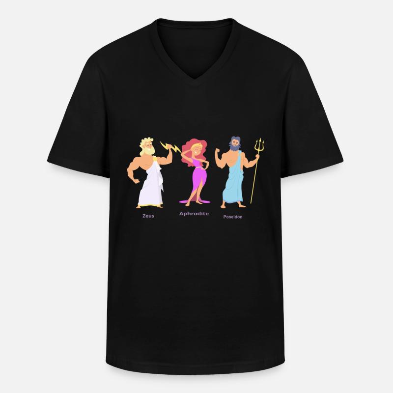 ZEUS APHRODITE POSEIDON - Männer-T-Shirt mit V-Ausschnitt - Schwarz