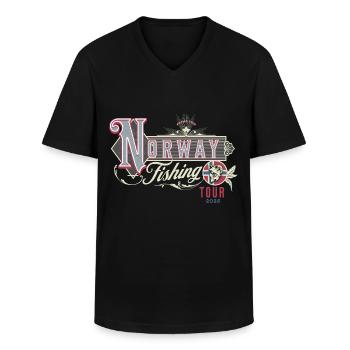 Norwegen 2026 Angeln Angler Angeltour - Männer-T-Shirt mit V-Ausschnitt - Schwarz - Vorne - AI Model Male 178 dark (178cm)