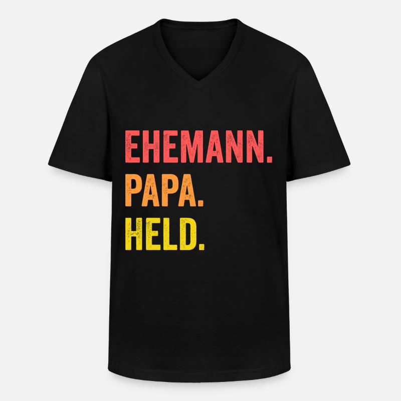 Vater Papi Papa - Männer-T-Shirt mit V-Ausschnitt - Schwarz