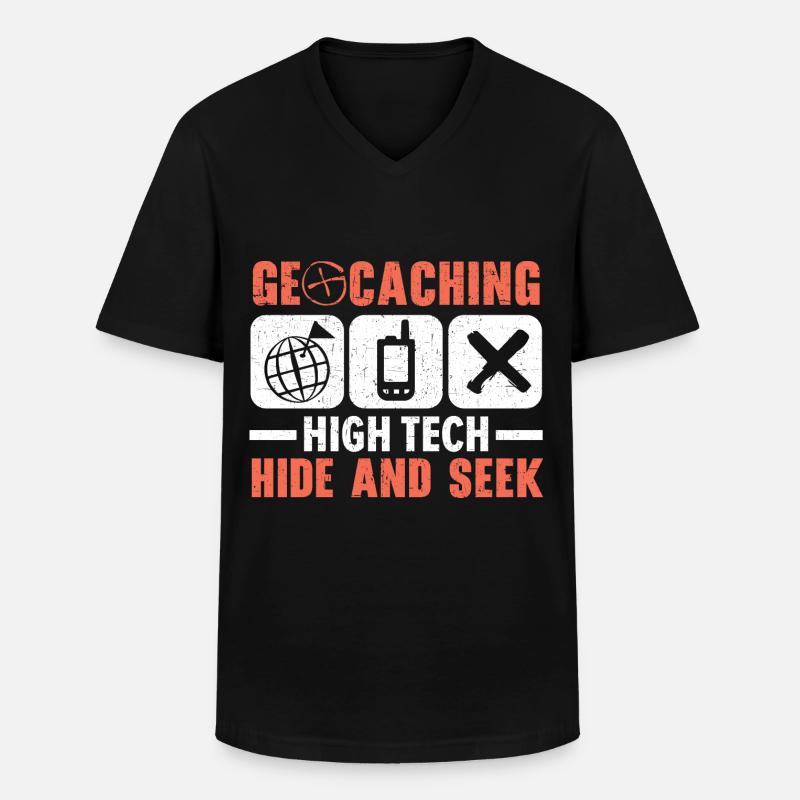 Géocachette de haute technologie Cache-cache - T-shirt col V Homme - noir