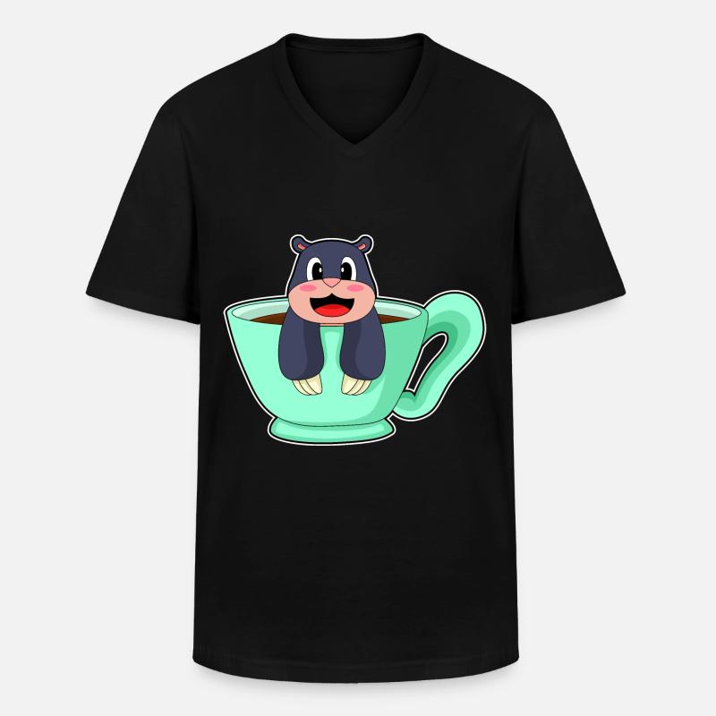 Maulwurf Kaffee - Männer-T-Shirt mit V-Ausschnitt - Schwarz