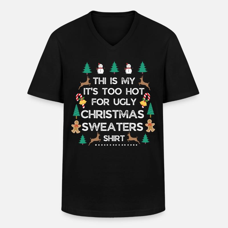 Pull de Noël - T-shirt col V Homme - noir