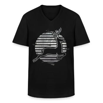Chevreuil - T-shirt col V Homme - noir - Devant - AI Model Male 178 dark (178cm)
