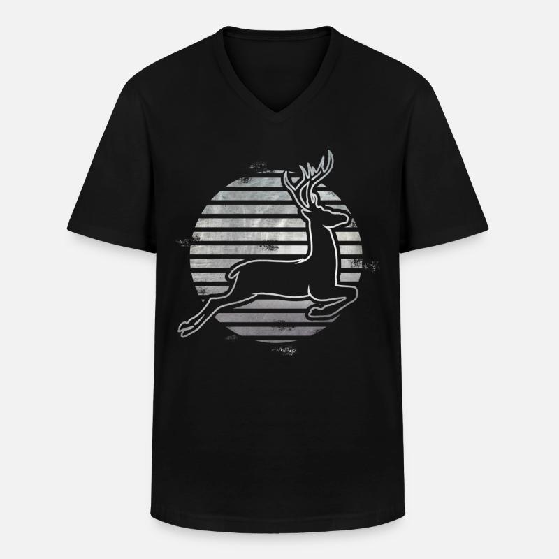 Reh - Männer-T-Shirt mit V-Ausschnitt - Schwarz