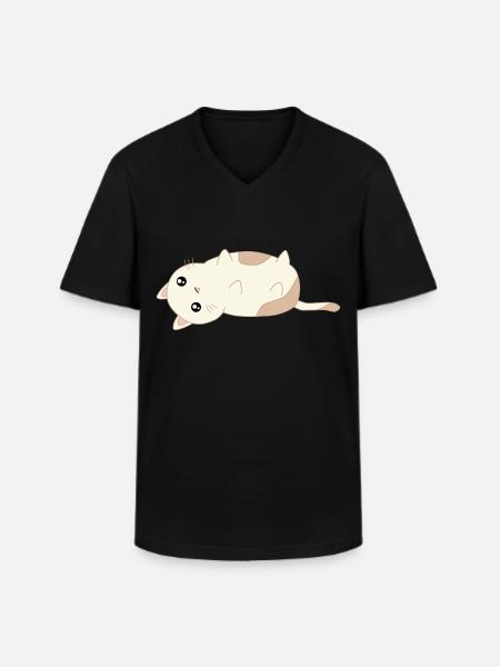 doux chat couché - T-shirt col V Homme - noir
