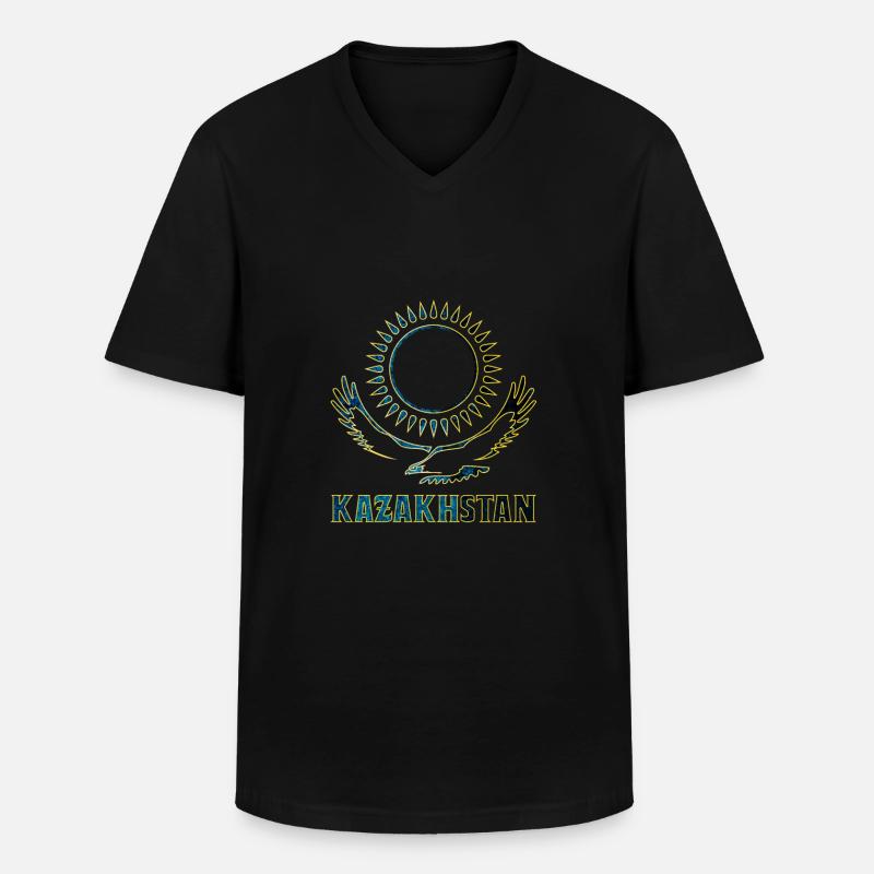 Kasachstan Steppenadler Geschenk - Männer-T-Shirt mit V-Ausschnitt - Schwarz