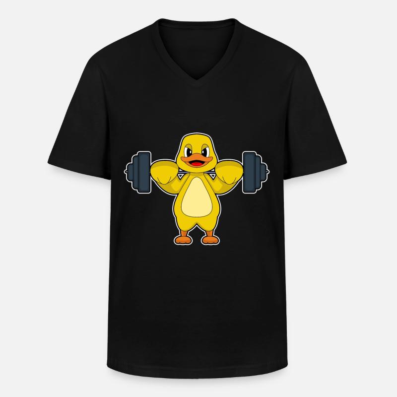 Duck Bodybuilder Musculation Haltère - T-shirt col V Homme - noir