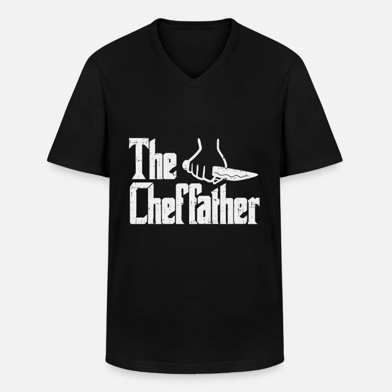 Cheffather Chef Chef Chef Chef - T-shirt col V Homme - noir