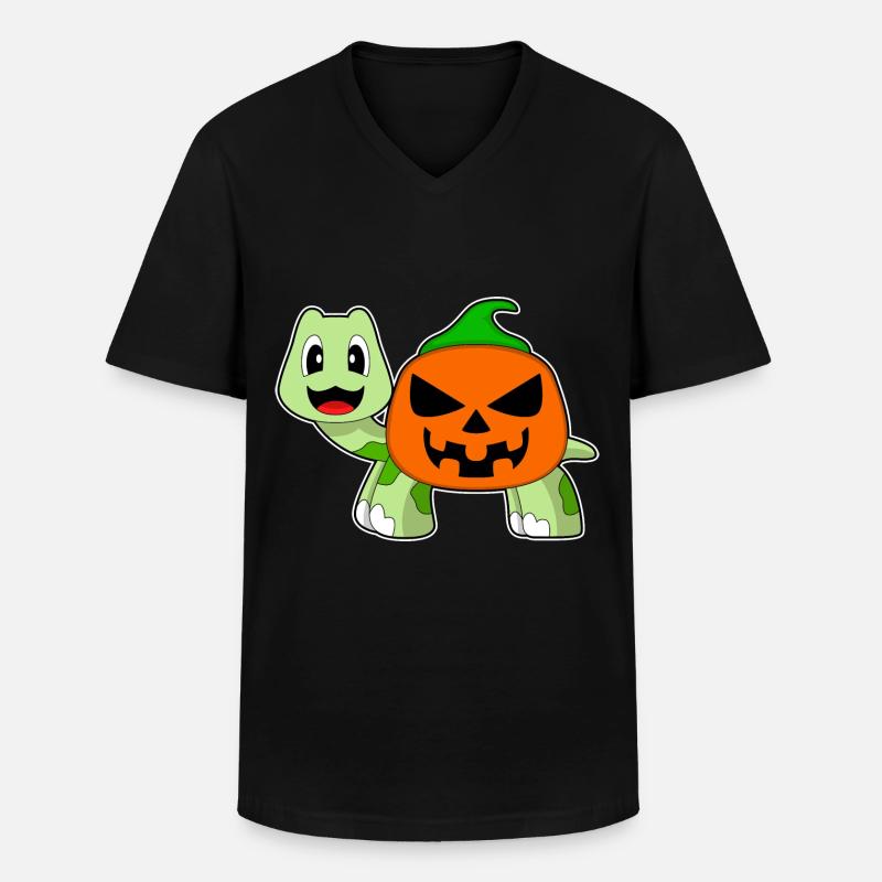 Turtle Halloween Pumpkin - Men's V-Neck T-Shirt - black