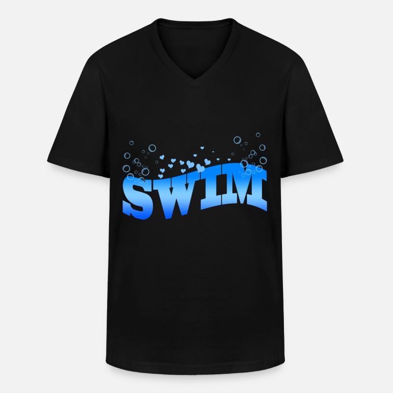 Schwimmen - Männer-T-Shirt mit V-Ausschnitt - Schwarz