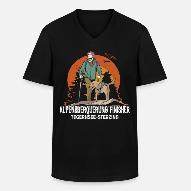 Alpenüberquerung Finisher Tegernsee Sterzing - Männer-T-Shirt mit V-Ausschnitt - Schwarz
