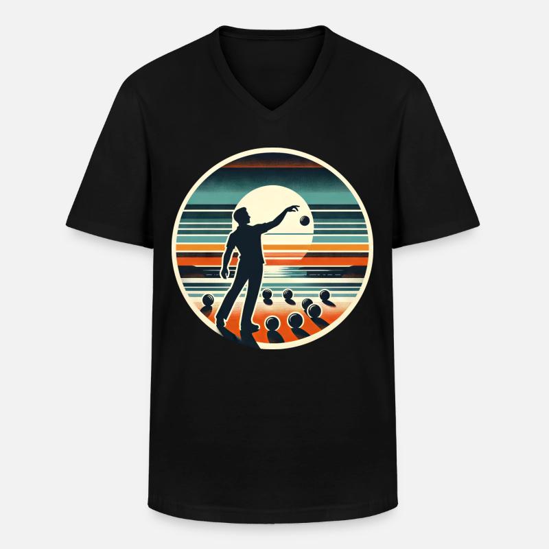 Boule Petanque - Männer-T-Shirt mit V-Ausschnitt - Schwarz