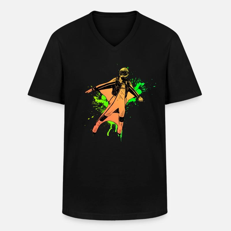 Wingsuit - Männer-T-Shirt mit V-Ausschnitt - Schwarz