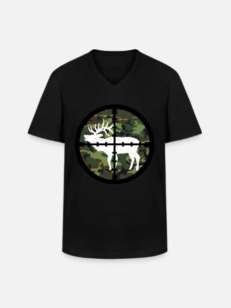 Hunter Hunting Moose - Men's V-Neck T-Shirt - black