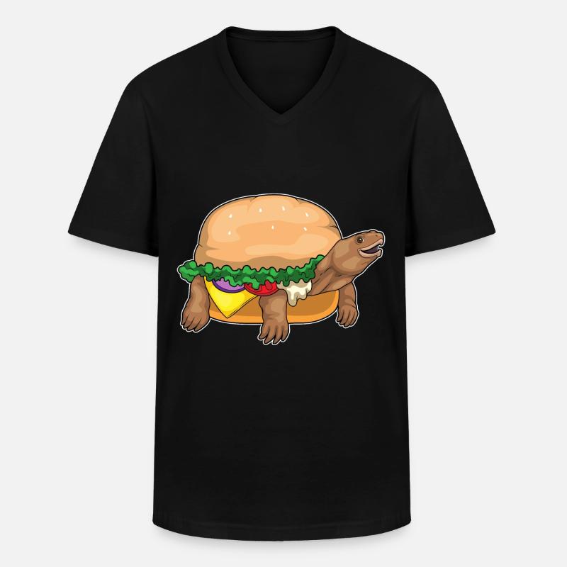 Turtle Cheeseburger - Men's V-Neck T-Shirt - black