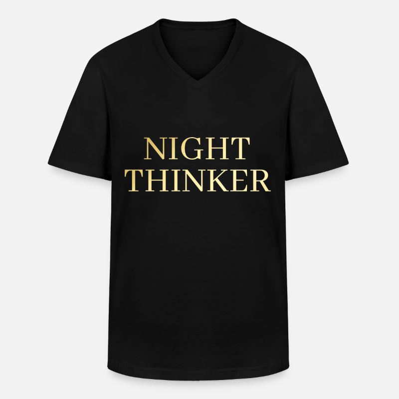 Night Thinker - Männer-T-Shirt mit V-Ausschnitt - Schwarz