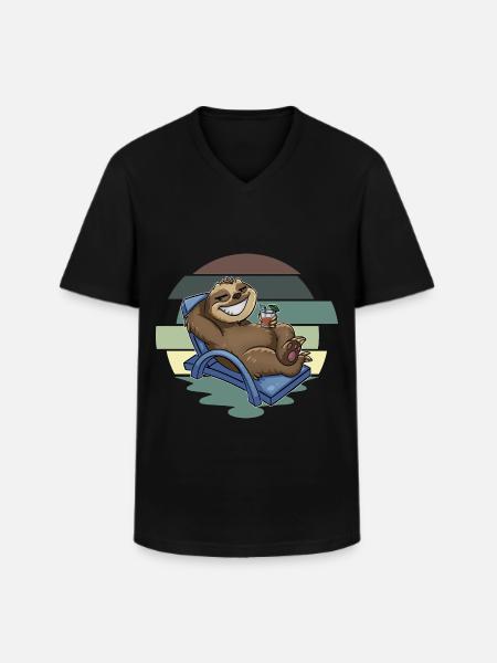 Sloth - Men's V-Neck T-Shirt - black